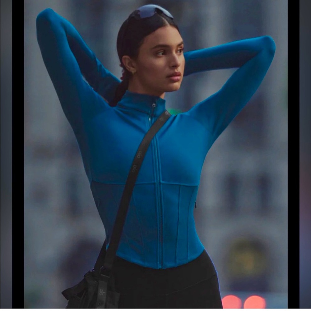ALO Yoga Eclipse blue Airbrush Corset full zip NWT